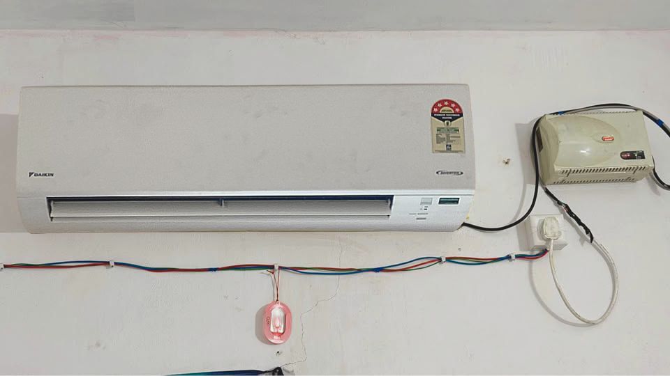 Daikin 1.5 ton 5 star inverter split AC indoor unit (ATKM50UV16VA) with front air outlet flap open and triple display indicator on the right side